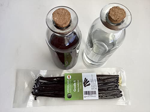 12 Tahitian Vanilla Beans Grade A for Extract, Cooking and Baking. 6"-7" Fresh NON-GMO Gourmet Whole Pods by FITNCLEAN VANILLA.