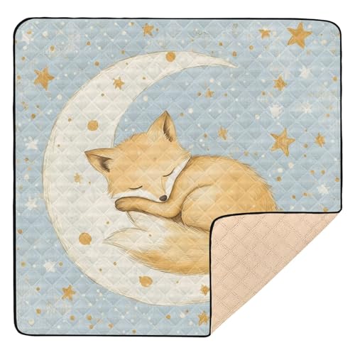 Kigai Cute Fox Baby Play Mat for Floor and Playpen 50x50 inch Non-Slip Baby Activity Playmat Waterproof Foldable Crawling Mat for Infants Toddlers