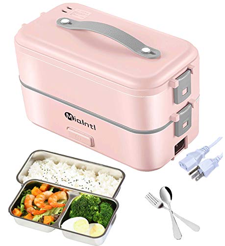MIAINTL Electric Lunch Box Container - Food Heater Heatup For Adult Kids Lunch Warmer in Office/Home/Travel Rice Cooker Egg Steamer 220v (Pink)