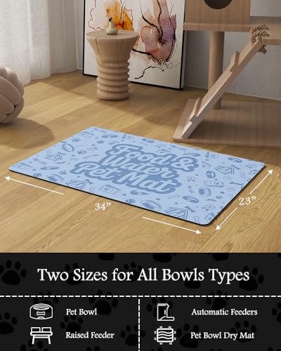 Image of Pet Feeding Mat-Absorbent Dog Mat for Food and Water Bowl-No Stains Quick Dry Water Dispenser Mat-Dog Accessories Pet Supplies-Bowl for Messy Drinkers（Words,23 inchx34 inch