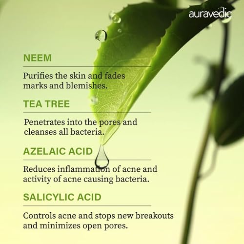 Image of Auravedic Face Pack For Acne And Dark Spots 100 G Clay Mask For Oily Acne Prone Skin Face Pack For Women With Tea Tree Oil Azelaic Acid Chamomile Gotu Kola Niacinamide And Hyaluronic Acid