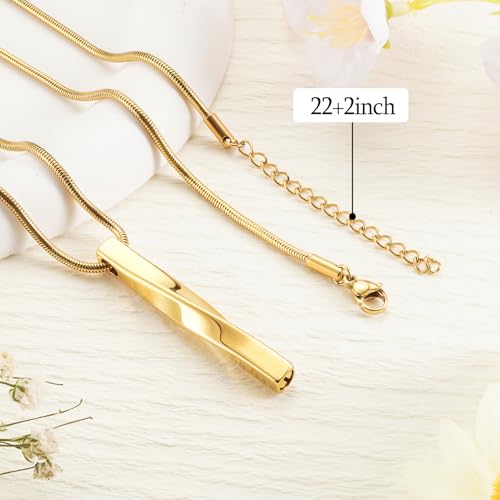 XIUDA Urn Necklace for Ashes Memorial Cremation Jewelry for Ashes Stainless Steel Bar Ashes Necklace Keepsake Urn Pendant for Women Men4