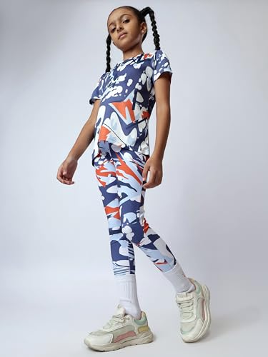 Image of Girl's Activewear Workout Set 2 Piece Athletic Sets Dry Fit Printed Tees And Leggings Yoga Running Dance 4-14Y