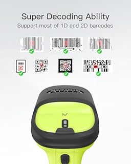 Inateck Lettore di Codici a Barre 1D 2D QR, Pistola Barcode Scanner Wireless con Batteria 2600mAh, Protezione Antishock 1.8m, Portata 35 m, Lettore Barcode per PC Android iOS POS, con APP SDK, BCST-72
