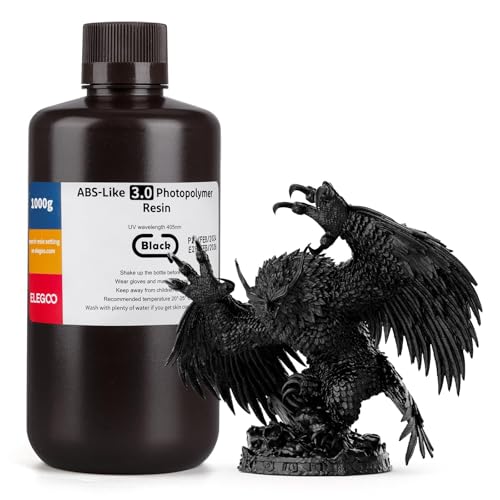 Image of ELEGOO ABS-Like 3.0 3D Printer Resin Black 1000g | High Strength and Toughness, High Precision, Low Viscosity, UV-Curing Photopolymer Resina for MSLA DLP LCD 3D Printers