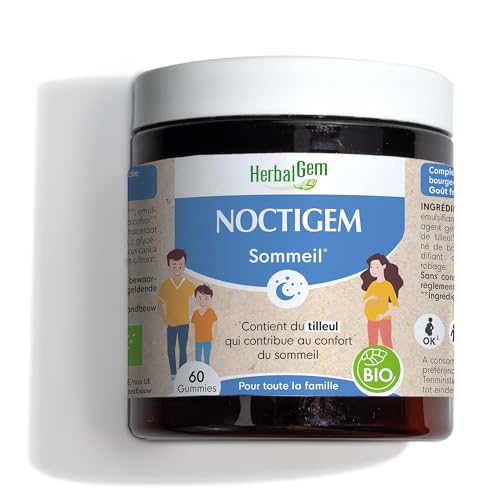 HerbalGem Noctigem Bio, Tilleul et Figuier, Procure Un Repos Nocturne Bon et sain, Gemmothérapie Concentrée - 60 Gommes