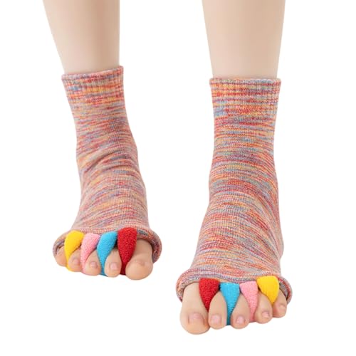 UILYNIU Calcetines de Yoga con Dedos para Mujer, Calcetines Fitness, Calcetines de Pilates Antideslizantes, Cinco Calcetines del Dedo del Pie, Calcetines de Tobillo para Hombre o Mujer (Multicolor)