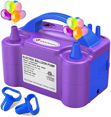 IDAODAN Electric Air Balloon Pump, Portable Dual Nozzle Electric Balloon Inflator/Blower Noisemakers for Party Decoration - 110V 600W (Purple)