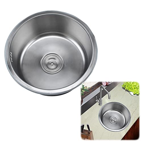AMOCHO Évier Rond à cuve Unique, évier de Cuisine à cuve Unique, évier de Barre en Acier Inoxydable, évier de Camping-Car, lavabo (Size : 40cm/15.7in)