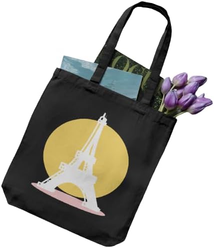 NYRABESPOKEReusable Natural Cotton Canvas Print Shopping/Grocery Bag|Tote Bags| Multi-Purpose Bag|DIY, Vinyl, Decorate, Shopping, Groceries, Teacher, Books, Gifts, Welcome Bag (Black)