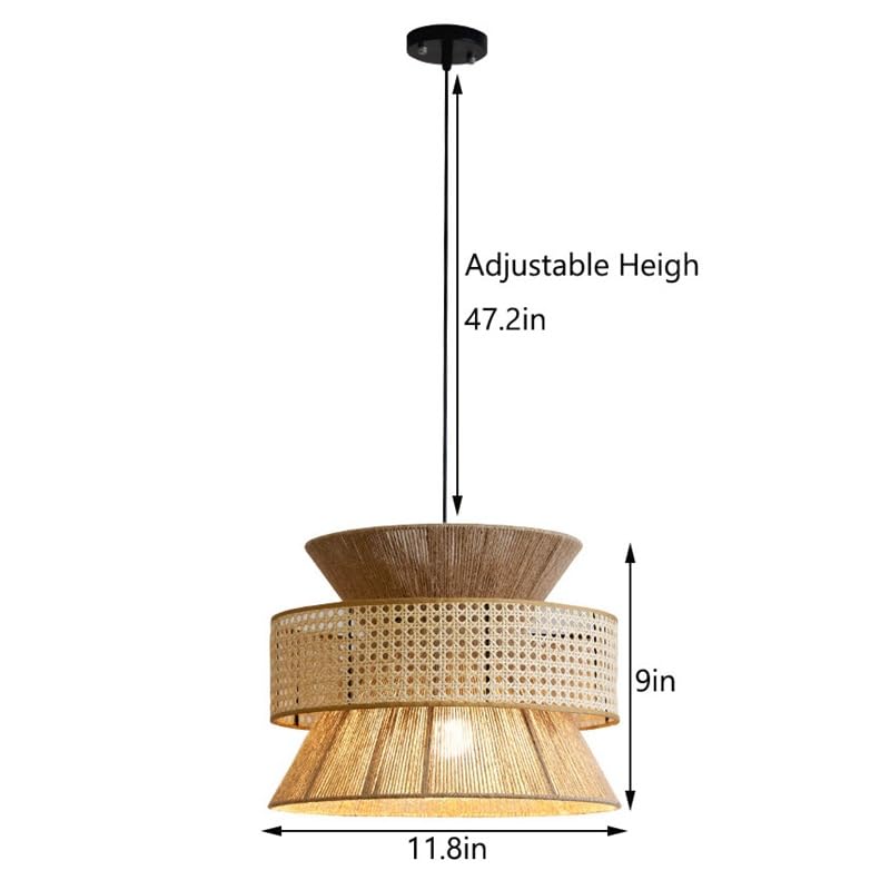 Hanging lampe en rotin de style ancien rétro industriel - 4