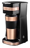 Bestron Kaffeemaschine mit Isolierbecher, Für gemahlenen Filterkaffee, 2 Große Tassen, 750 Watt, Edelstahl, Farbe: Kupfer – Ansicht 1