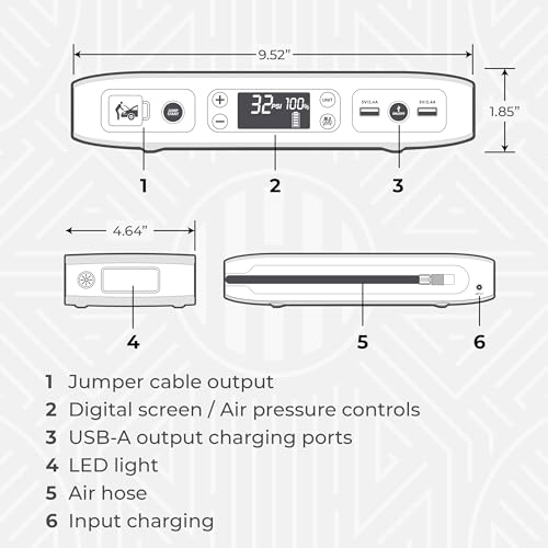 HALO Bolt Air 58830 Portable Car Battery Jump Starter | 100 PSI Air Compressor, 58.8Wh USB Power Bank, Emergency Floodlight & Charger, Jumps Cars SUVs & Trucks, Inflates Tires, TSA Approved — Gray - Image 7