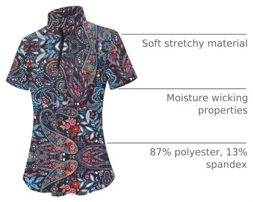 Image of LOMON Womens Golf Polo Shirts Summer Short Sleeve 1 /4 Zip Tops Moisture Wicking Casual Tennis Activewear with Pockets