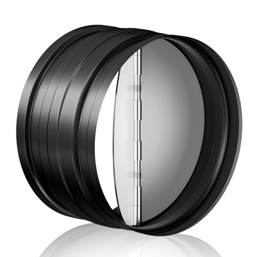 [Upgraded] Hon&Guan 6 Inch Backdraft Damper Draft Blocker One-Way Airflow Duct Damper 6 Inch Ducting Insert Backflow Preventer Inline Fan Vent Deflector-Black
