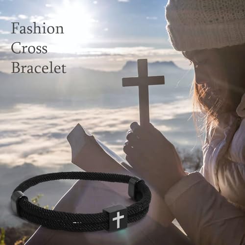 TempBeau WWJD Cross Bracelet for Men - Braided Rope Strand Bracelet Birthday Gift Ideas First Communion Confirmation Christian Baptism Gift for Men with Adjustable Metal,Easter Basket Stuffers for Men - image 6