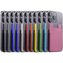 Silicone Phone Wallet, Stick On Card Holder for Back of Phone Case, Wallet ID/Credit Card Holder Pouch, for iPhone Samsung and Most Cell Phones - 10 Pack