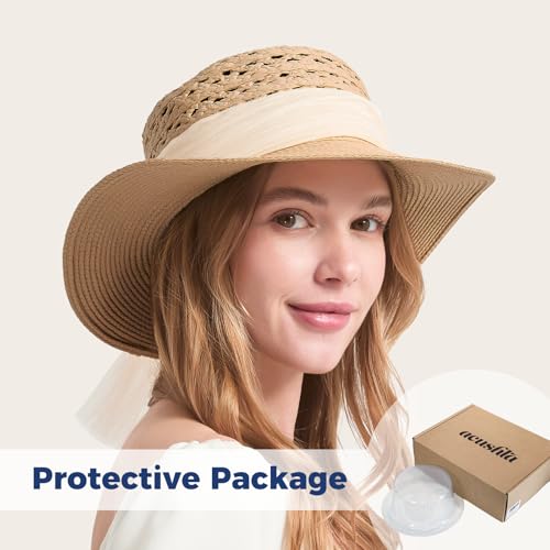 Sombrero de paja con ala ancha ajustable ACUSHLA miniatura 2