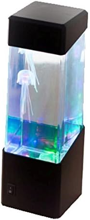 Jellyfish Aquarium Mood Lamp - 2 Artificial Jelly Fish Swim in Tank Above LED Lights, Perfect Night Light for Kids – Runs Continuously, No Automatic Shutoff (LED-LT-SM)