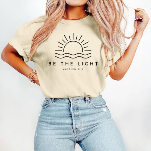 Christian Be The Light Shirts for Women Bible Verse Shirts Jesus Religious Faith Tshirts Inspirational Tees Tops3
