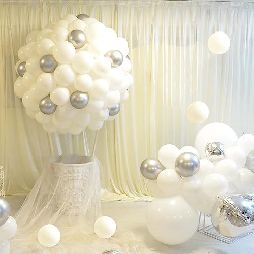Image of 200pcs White Balloons 5 Inch, Small Mini Latex Balloons for Party Birthday Baby Shower Anniversary Festival Arch Garland Decoration