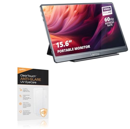BoxWave Screen Protector Compatible With Lepow E5 Gamut Portable Monitor (15.6 in) - ClearTouch Anti-Glare Anti-UV EyeCare (2-Pack), Filters out Harmful Blue Light Reduce Fatigue