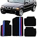 Floor Mats Compatible with BMW E46 3-Series 1999-2005, M3 Coupe 2001-2006, Premium Quality Front & Rear Factory Floor Mat M Color Stripe by IKON MOTORSPORTS
