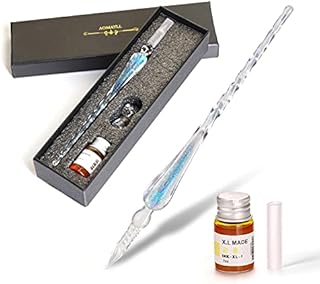 Glass Dip Pen Set,Handmade Crystal Glass Dip Pen Calligraphy Pen Signature Pen Writting for School Stationery Art Decoration Supplies. (Star blank)