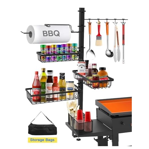 Concons Griddle Caddy for Blackstone Griddle Accessories, BBQ Grill Caddy with Paper Towel Holder, Outdoor Kitchen Accessories for Camper, Grill Accessories Organizer, Picnic Utensil Condiment Caddy