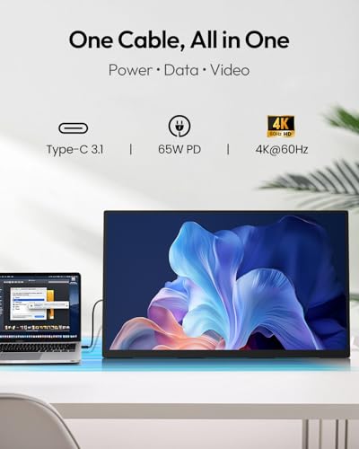 Image of MESWAO 24 Inch Portable Monitor 120Hz FHD IPS Laptop Screen Extender, Large Travel Monitor with NO-Tipping 180 Stand & VESA, HDMI USB-C Second Screen for MacBook PC Home Office Gaming