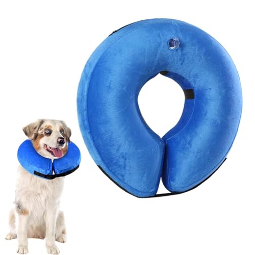 1 Stück Halskrause Hund & Katze, Hundekragen Leckschutz, aufblasbarer Halskragen weich nach OP und Kastration, Schutzkragen, Kragen für Hunde und Katzen,Schutzkragen Hund mit Verstellbarer Schnalle