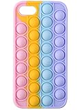 JARCOLD Push Fidget Phone Case for iPhone 6/6s/7/8/SE 2020, Fidget Bubble Toy Phone Case, Silicone Release Stress Shockproof Cover for All Ages (Rainbow Color)