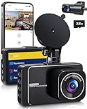Dash Cam, 4K Ultra HD Front Camera+2K Rear Cameras, 5G WiFi - Fastest Download speeds app, Support iOS Android,WDR Night Vision, Car Camera with 3' IPS Screen 32GB Card,24H Parking Mode