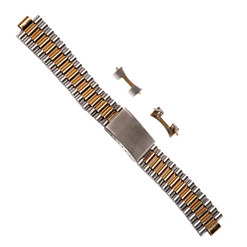 Dcasmo group Correa Reloj de Acero Inoxidable para Hombre 18mm Compatible con Tag Heuer Omega Nos 1970 1980 - Armis Pulsera Vintage Metalizada Bañada en Or