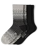 HUE Women's Crew Length Boot Socks, 2 Pair Pack, Black Ombre Fair Isle, One Size