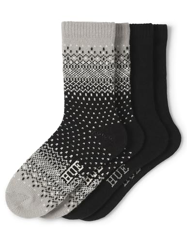 Image of HUE womens Crew Length Boot Socks, 2 Pair Pack