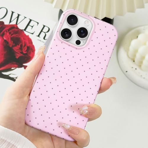 Hython for iPhone 16 Pro Case Cute Polka Dot Aesthetic Design Simple Cover 6.3", Thin Slim Anti-Scratch Soft TPU Bumper Shockproof Rubber Protective Phone Cases for Women Girls Girly Boys, Pink by Hython - Used condition - Image 2