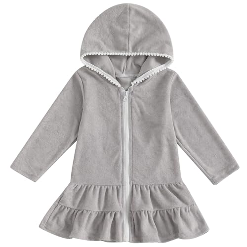 Image of Mubineo Toddler Girl Long Sleeve Swimsuit Beach Dress Cute Cover Ups Ruffle Bathing Suit Cover Up Kimono Kids Swimwear