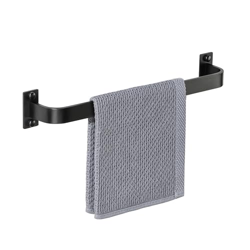 SAYAYO Black Towel Rail Wall Mounted Hand Towel Holder 40CM, Waterproof Single Bathroom Towel Bar for Home Use, Kitchen, Laundry Room