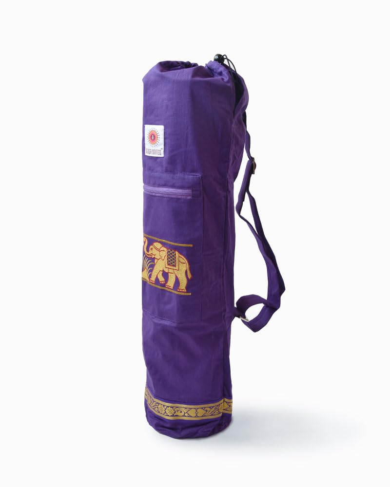 Yoga United Yoga Mat Bag | Elephant Design Yoga Bag | Unisex Carrier | Stores Mat and Accessories | Suitable for Pilates, Yoga, Gym, Fits Most Mat Sizes (Purple)