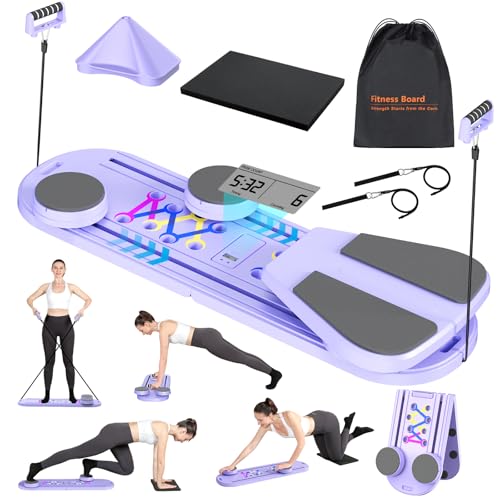 VBZP Pilates Board - Pilates Reformer Set, Portable and Foldable Pilates Board for Home Workout, Multifunctional Pilates Board for Women, Pilates Reformer Machine for Home Exercise, Violet Grey