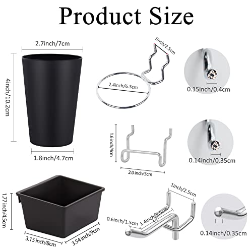 CIOUYAOS 6 Sets Lochwand Zubehör Pegboard Box Cup mit Haken und 10pcs Ringe, Stecktafel Werkzeugregal Tools Organizer Storage für Garage Werkbank Hobby Craft Room Home Büro Küche Zubehör – Bild 5