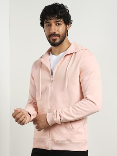 Image of Nobero Classic Zipper Hoodie for Men | Zip Up Hoodies for Men | Regular Fit | Full Zip Closure | Drawstring Hood | Zipped Hooded Sweatshirt | Cotton Rich Zipper Fleece Hoodie
