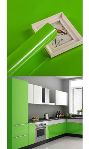 Image of HOME13 Green Glossy Peel & Stick Wallpaper - Vinyl, Self-Adhesive, Removable, Waterproof for Kitchen Countertop Cabinet (24x100 Inch)