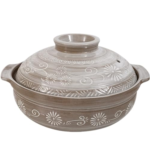 Olla cocinar, Cacerola cerámica Impresa con Tapa, Olla cocción Lenta, Olla Barro cocinar, Olla Sopa arroz