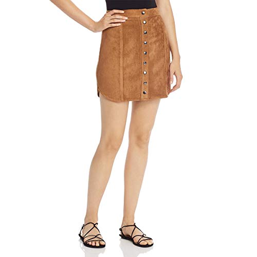 Steve Madden Women's Alright Button Front Faux Suede Skirt