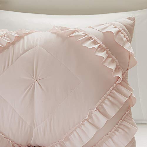 Intelligent Design Kacie 3 Piece Coverlet Set Microfiber Diamond Tufted Design With Ruffles Modern Shabby Chic All Season Quilt Bedding Set With Matching Sham, Full/Queen, Blush, Model: Id13-1639 #TOP6