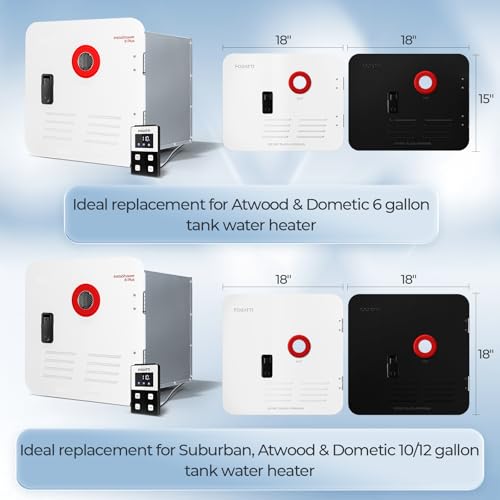 FOGATTI RV Tankless Water Heater, InstaShower 8 Plus, Gen 2, with 15 x 15 inches White Door and Remote Controller, DC 12V, Best High Altitude Performance, Ideal for RVers' Everyday Use