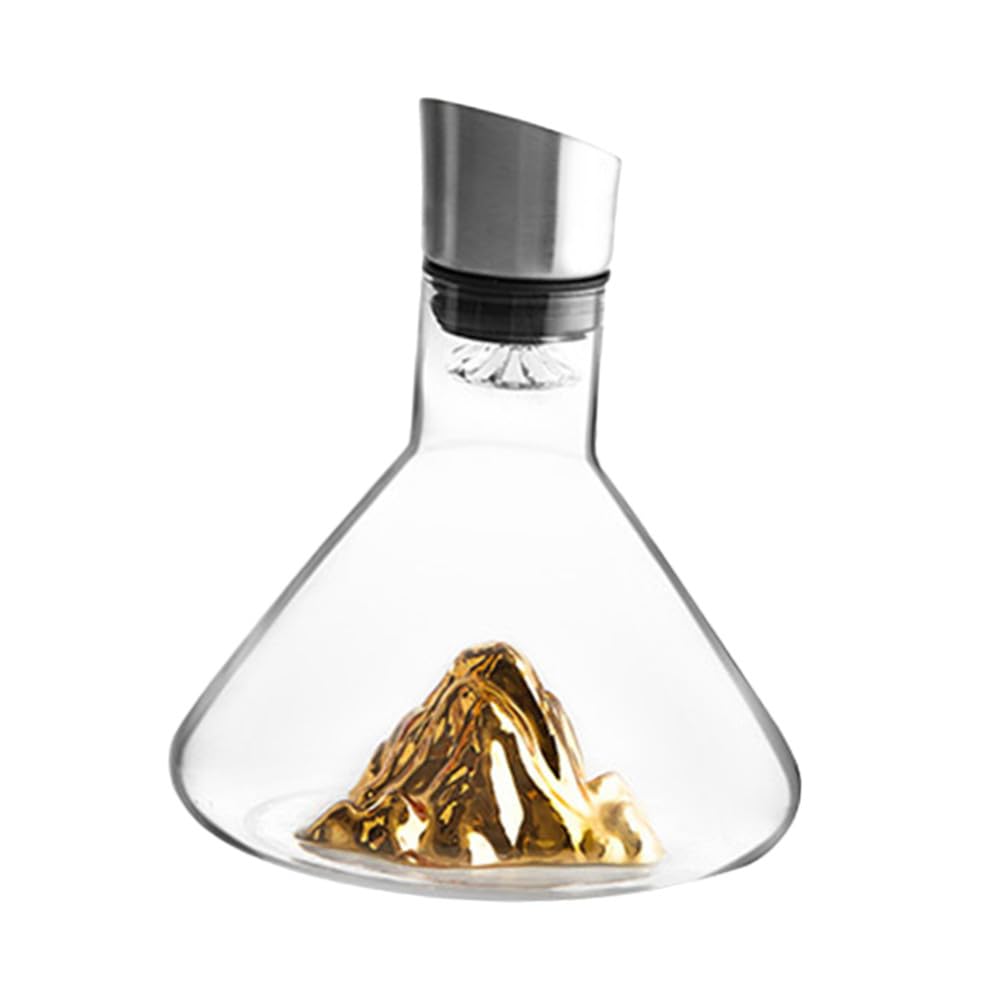 BETOOKY Decanter Design Raffinato in Cristallo da 1500ml Colore Oro per Vino e Funzionalità di Aerazione e Decantazione, per Occasioni Raffinate