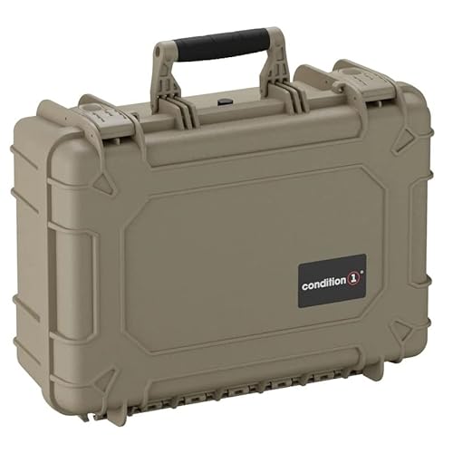 Condition 1 Medium Waterproof Hard Case With Foam, Heavy-Duty Protective Portable Storage Travel Hard Shell Carrying Cases For Camera, Electronics, Tools, Tactical Gear, 18" X 14" X 7"#801, Tan #TOP3